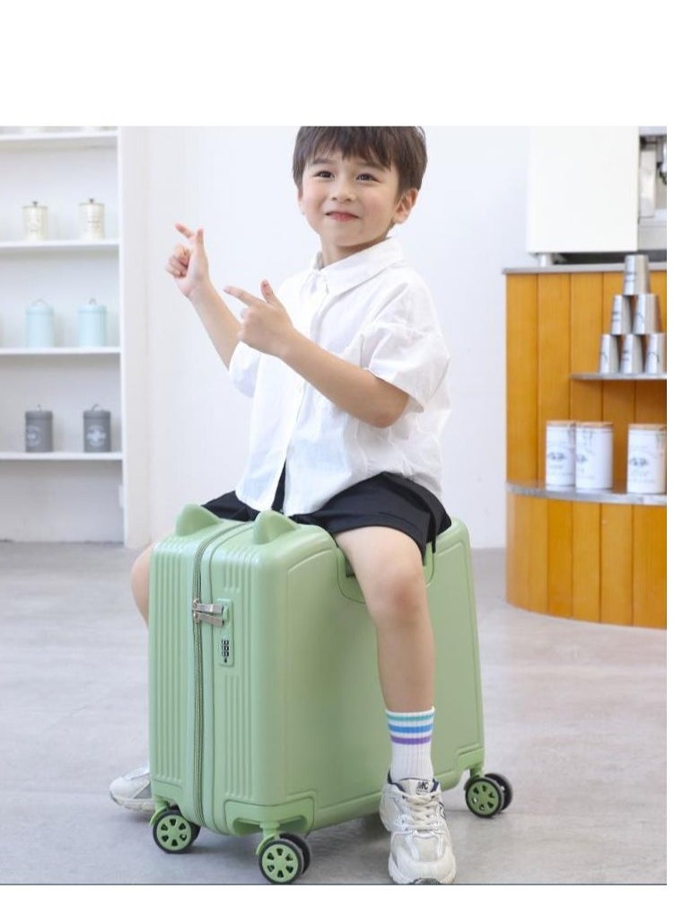 Golden 20" Ride-On Kids Suitcase with Double Spinner Wheels Cute Lightweight Tow-Along Luggage Carry on Hardside Trolly Case with Password Lock for Travel  - Image 2