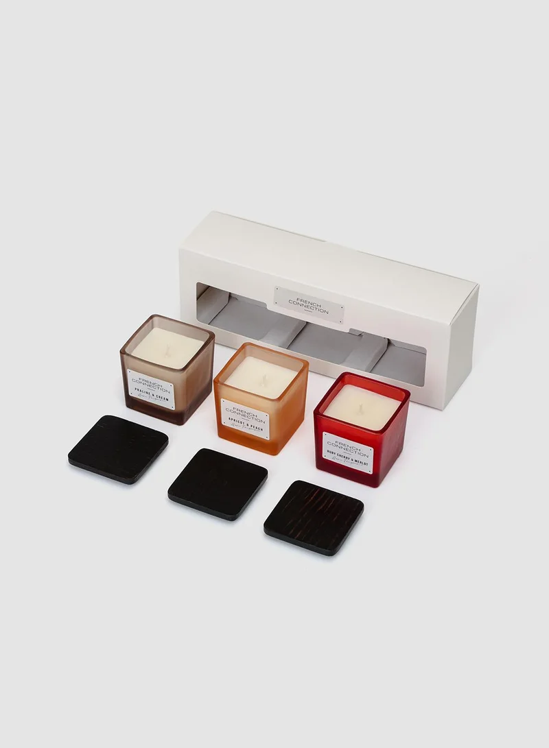 French Connection Square range Trio of Candles Gift Set 3 X 50G