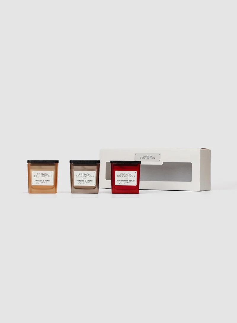 French Connection Square range Trio of Candles Gift Set 3 X 50G