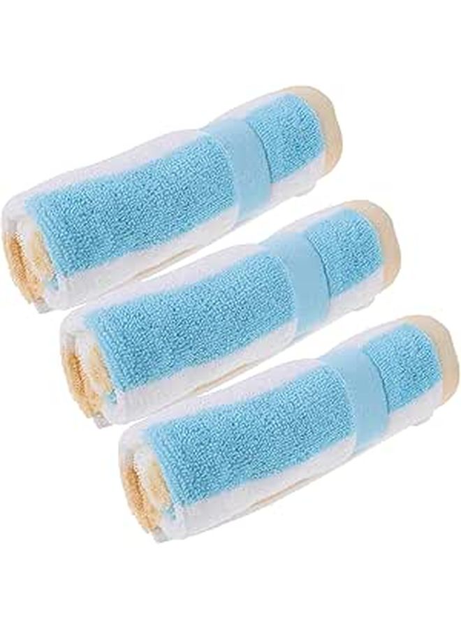 Soft Absorbent Cotton Washcloths 13.4 Inch Blue Striped Bath Face Towels 3 Pack - Image 1