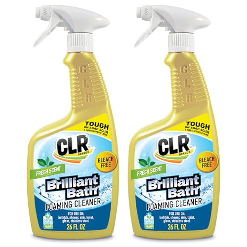 CLR Brilliant Bath Foaming Bathroom Cleaner Spray - Dissolves Calcium, Lime, and Soap Scum - Fresh Scent, 26 Ounce Bottle (Pack of 2) - Image 1