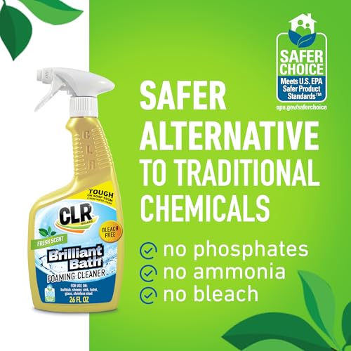 CLR Brilliant Bath Foaming Bathroom Cleaner Spray - Dissolves Calcium, Lime, and Soap Scum - Fresh Scent, 26 Ounce Bottle (Pack of 2) - Image 3