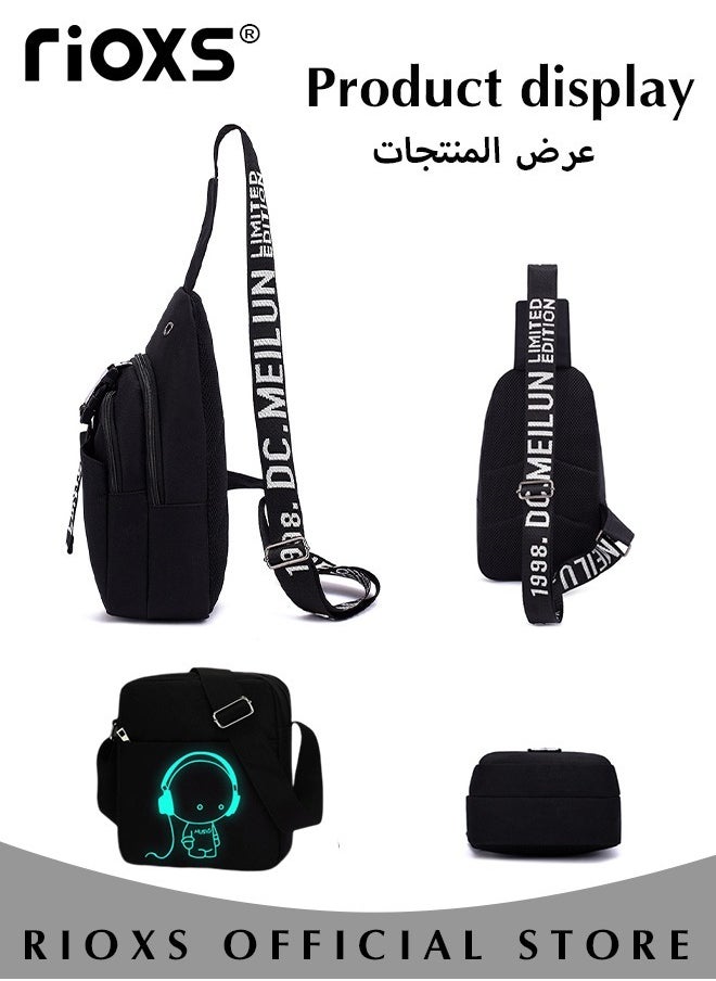 ريوكس حقيبة حبال كروسبودي الجسم الصدر حبال حقيبة الكتف للرجال النساء عارضة حقيبة ظهر الكتف حقيبة ماء الصدر عارضة حقيبة مع منفذ شحن USB للسفر المشي لمسافات طويلة  - Image 3