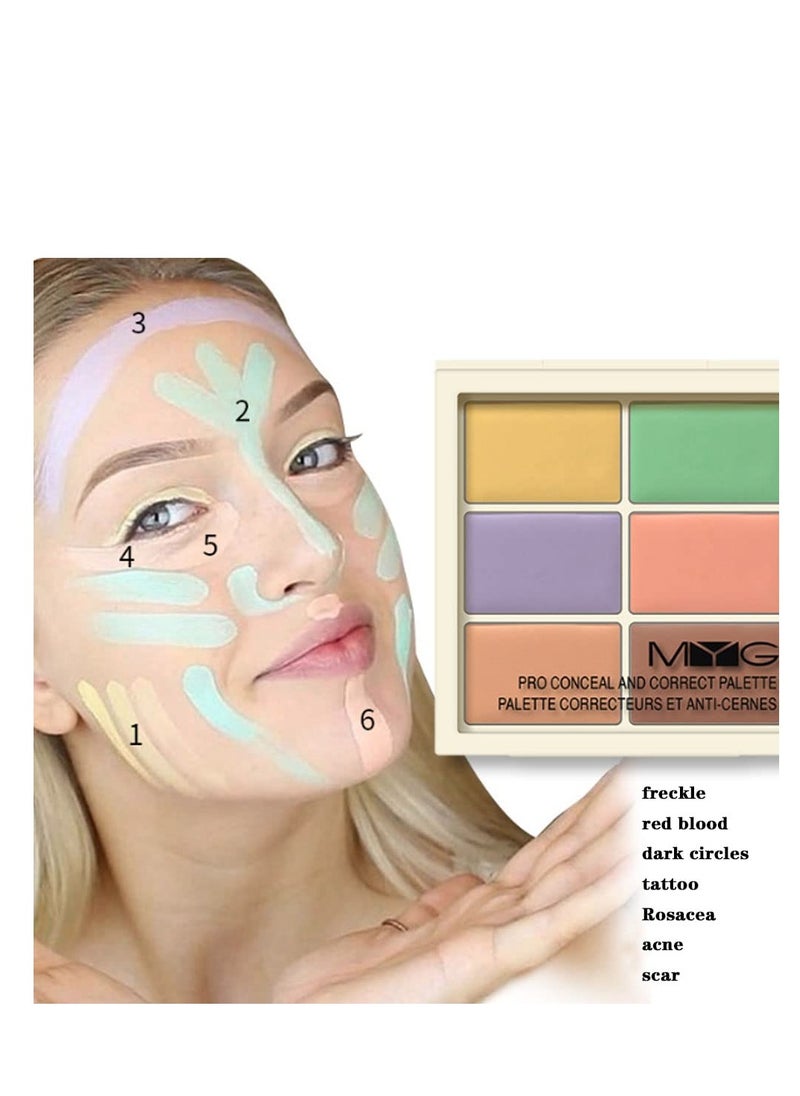 SYOSI - Waterproof Professional Color Corrector for Dark Circles Red Marks Scars,Longwear&Easy to Apply. Colors Correcting Concealer Palette&Creamy Concealer Palette - Image 1