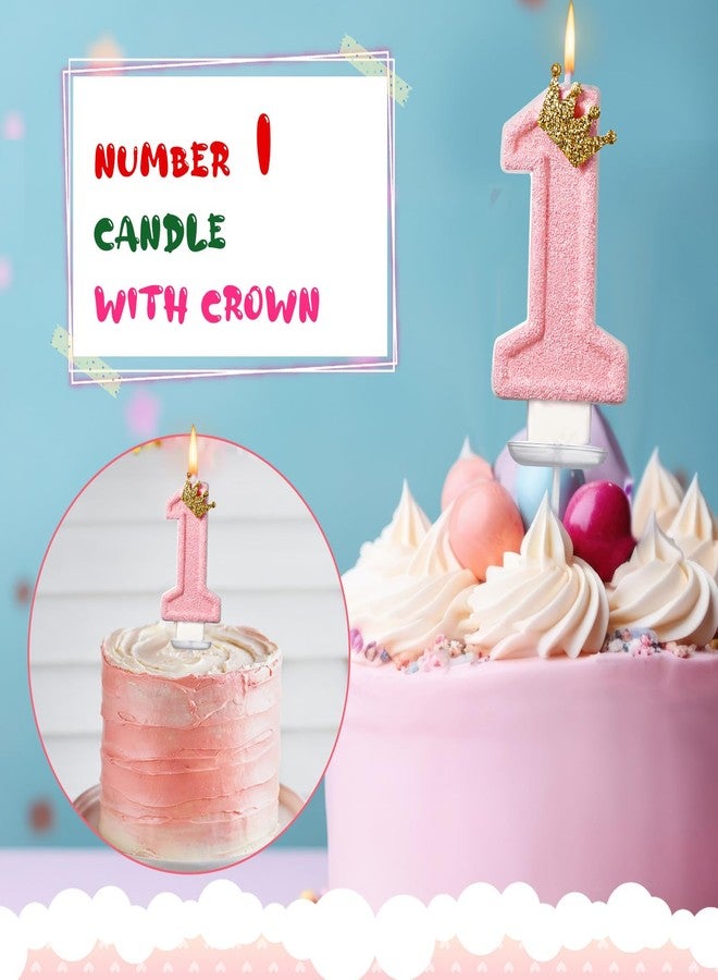 Conelist Candle Pink Number 1 Candle Cute Berry First Birthday Decor Number 1 Candle for Cake Topper Party Supplies 1st Birthday Anniversary Decorations (Crown) - Image 3