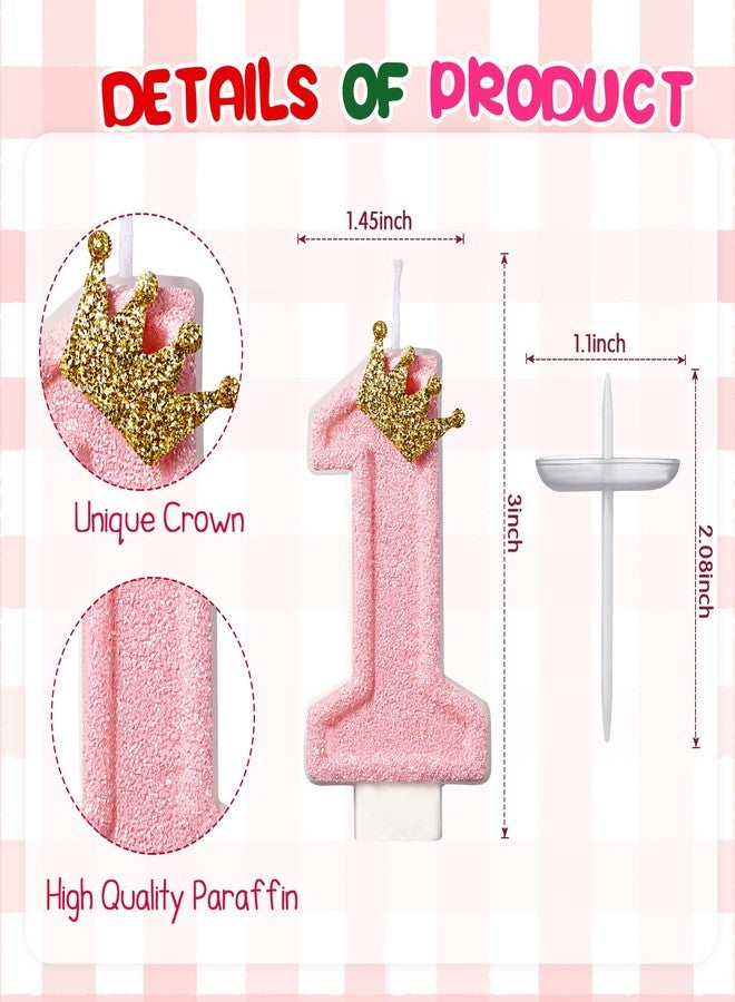 Conelist Candle Pink Number 1 Candle Cute Berry First Birthday Decor Number 1 Candle for Cake Topper Party Supplies 1st Birthday Anniversary Decorations (Crown) - Image 2