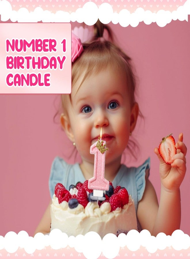 Conelist Candle Pink Number 1 Candle Cute Berry First Birthday Decor Number 1 Candle for Cake Topper Party Supplies 1st Birthday Anniversary Decorations (Crown) - Image 4