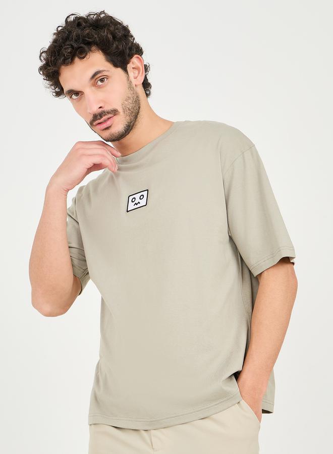Styli Embroidery Chest Compact Cotton Oversized T-Shirt - Image 1
