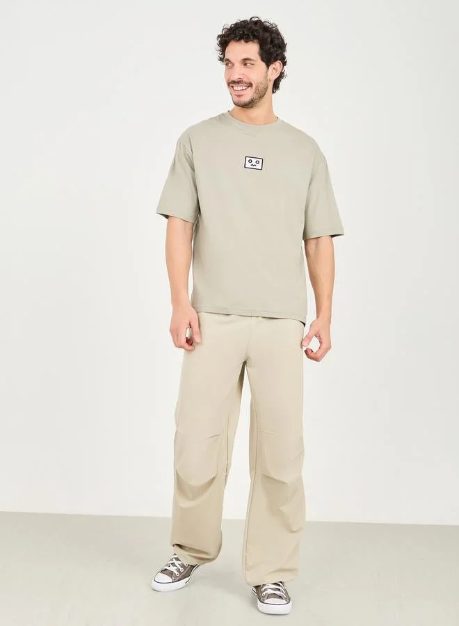 Styli Embroidery Chest Compact Cotton Oversized T-Shirt