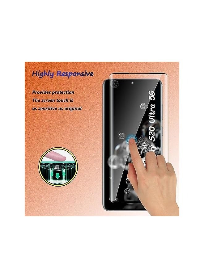 جي تيك [عبوتان + عبوتان] واقي شاشة من الزجاج المقسى متوافق مع هاتف Galaxy S20 Ultra والكاميرا، بدون فقاعات، صلابة 9H، مضاد للخدش، منحني ثلاثي الأبعاد، واقي شاشة عالي الدقة لهاتف Galaxy S20 Ultra - Image 5