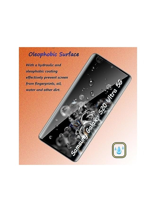 جي تيك [عبوتان + عبوتان] واقي شاشة من الزجاج المقسى متوافق مع هاتف Galaxy S20 Ultra والكاميرا، بدون فقاعات، صلابة 9H، مضاد للخدش، منحني ثلاثي الأبعاد، واقي شاشة عالي الدقة لهاتف Galaxy S20 Ultra - Image 4