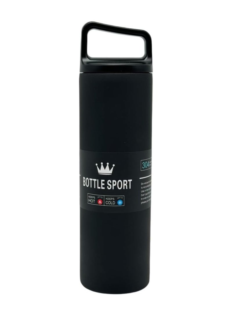 QSHOP QSHOP®500ml Insulated Hot Beverage Bottle, Travel Thermos for Coffee and Hot Drinks, Twist Lid and Handle for Commute, Travel, Picnics (Black)  - Image 1