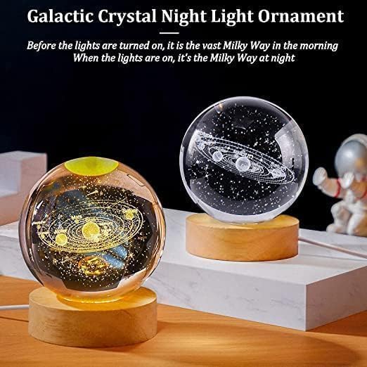 CPENSUS 3D Galaxy Crystal Ball Night Lamp,Solar System, USB Table Colorful LED Wooden Crystal Ball for Home Decoration Birthday Gift for Teens Boys and Girls (Solar System) - Image 4
