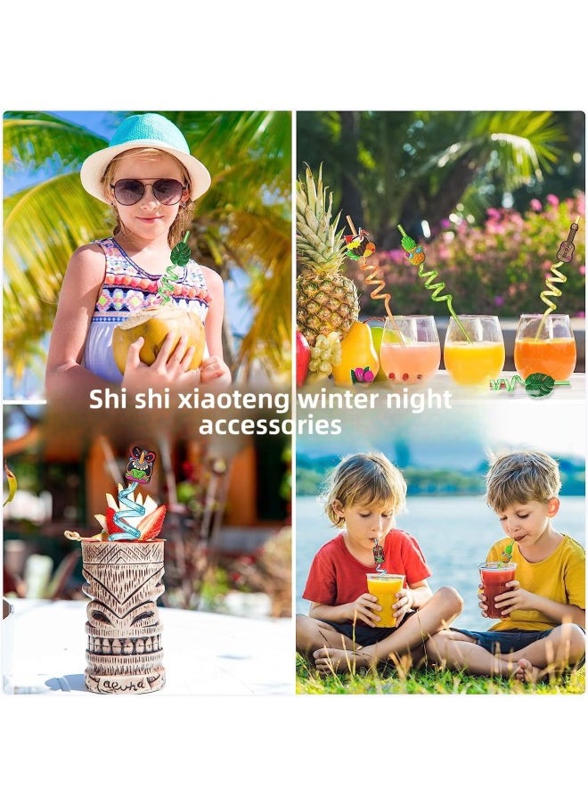 Generic - Shape Summer Beach Series Juice Drink Biodegradable Colorfulful Spiral Straws Direct Sales Can Be Wholesale-Color:SHW-7 - Image 1