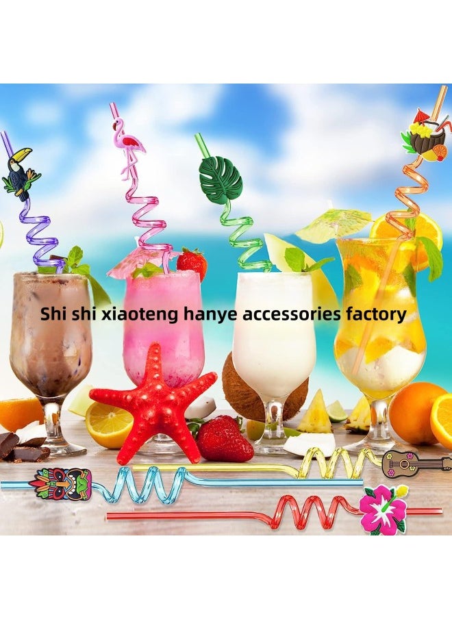 Generic - Shape Summer Beach Series Juice Drink Biodegradable Colorfulful Spiral Straws Direct Sales Can Be Wholesale-Color:SHW-7 - Image 1