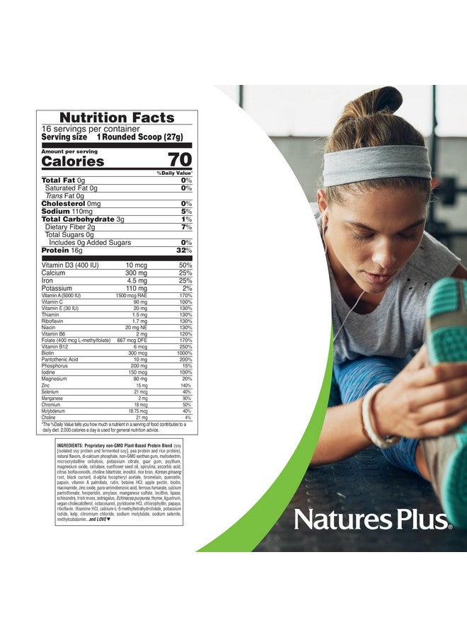 Natures Plus NaturesPlus Energy Shake - 0.95 lb - 16 Grams of Plant-Based Protein Per Serving - Contains Digestion-Supporting Enzymes - No Added Sugar - Non-GMO, Vegetarian, Gluten Free - 16 Servings - Image 2