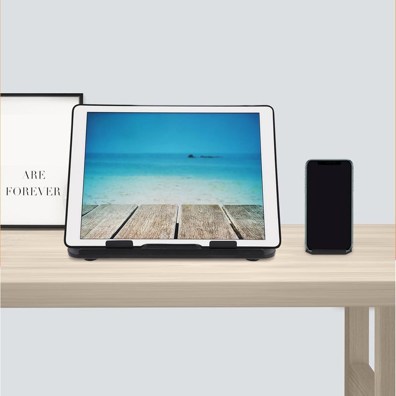 Portable Folding Laptop Stand with Rotating Plastic Holder and Desk Riser for Cooling, Adjustable Height Notebook Bracket, Black for Home and Office Use - Image 5