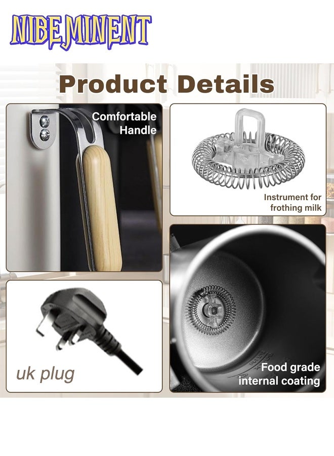 NIBEMINENT Electric Milk Frother Steamer Milk Foamer 5 in 1 Multifunctional Hot Cold Milk Foam Maker 460W Automatic Quiet Milk Warmer Latte Cappuccinos Hot Chocolate White - Image 3