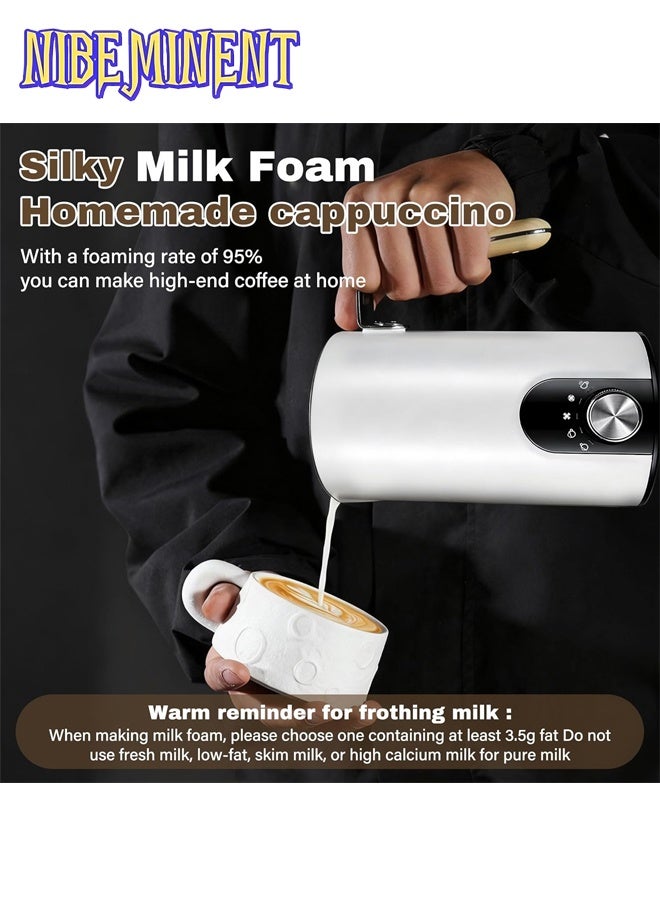NIBEMINENT Electric Milk Frother Steamer Milk Foamer 5 in 1 Multifunctional Hot Cold Milk Foam Maker 460W Automatic Quiet Milk Warmer Latte Cappuccinos Hot Chocolate White - Image 4