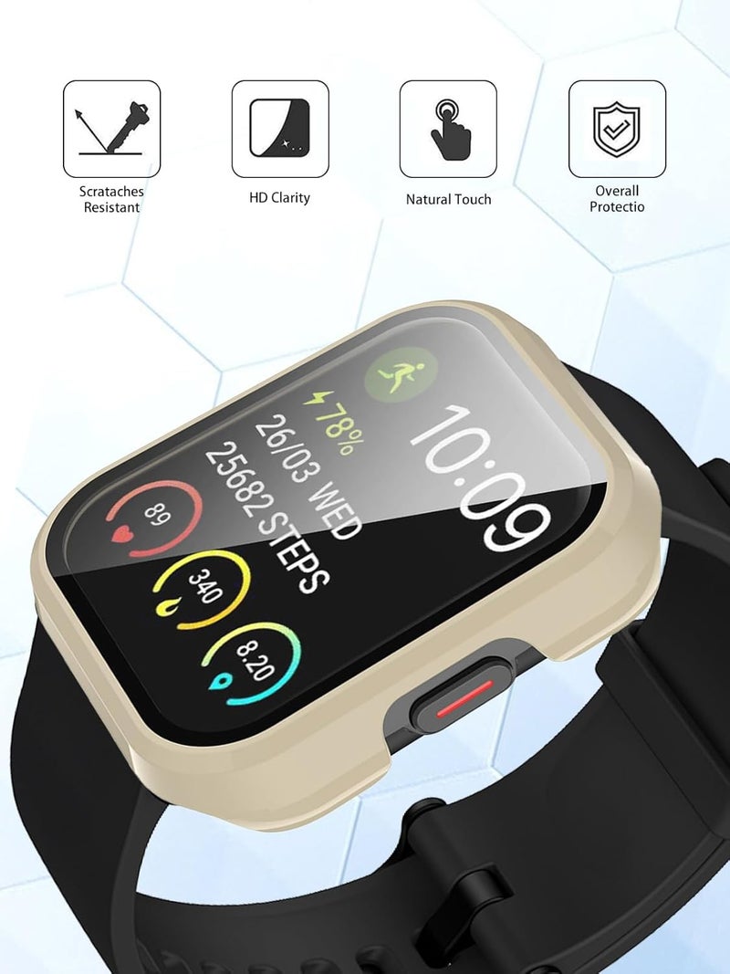 WUNIAK Case for SKG V7/V7 Pro,Hard PC Screen Protector for V7 Pro Smartwatch,9H Tempered Glass Ultra-Thin Full-Coverage Shockproof Bumper,(White) - Image 2