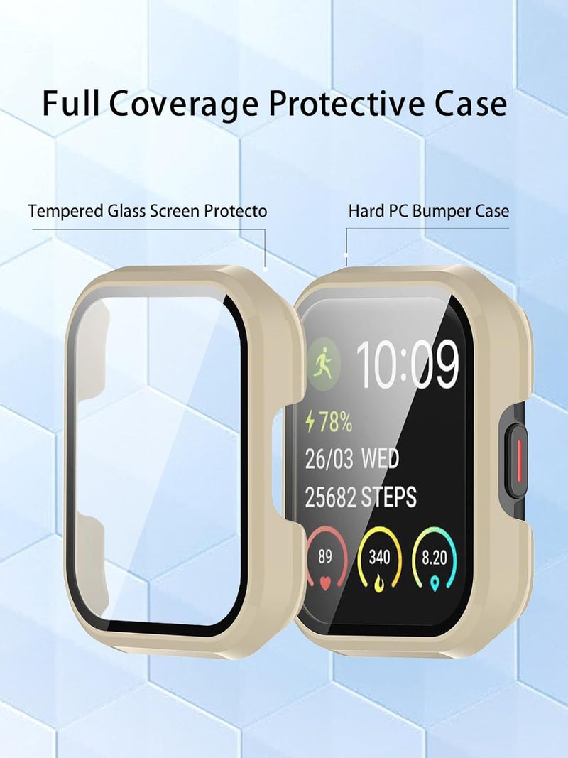 WUNIAK Case for SKG V7/V7 Pro,Hard PC Screen Protector for V7 Pro Smartwatch,9H Tempered Glass Ultra-Thin Full-Coverage Shockproof Bumper,(White) - Image 3