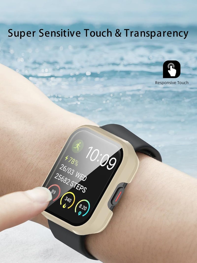 WUNIAK Case for SKG V7/V7 Pro,Hard PC Screen Protector for V7 Pro Smartwatch,9H Tempered Glass Ultra-Thin Full-Coverage Shockproof Bumper,(White) - Image 5