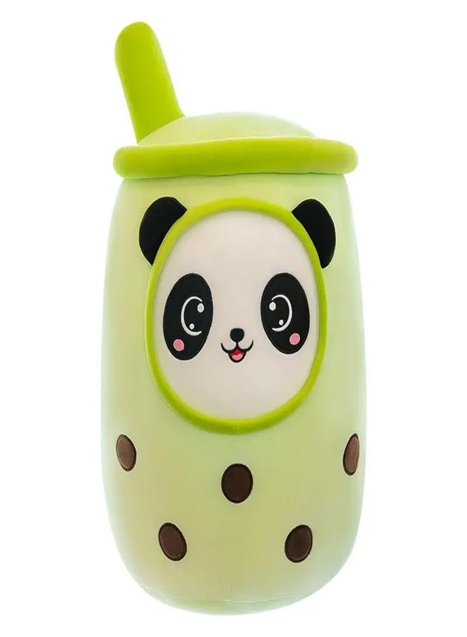 TechMax Solution Cute Panda Boba Tea Plush Stuffed Bubble Tea Plushie Cartoon Soft Strawberry Milk Tea Cup Panda Pillow Home Hugging Gift for Kids Smile Eyes (27.5 INCH, Green-Panda Boba) - Image 1