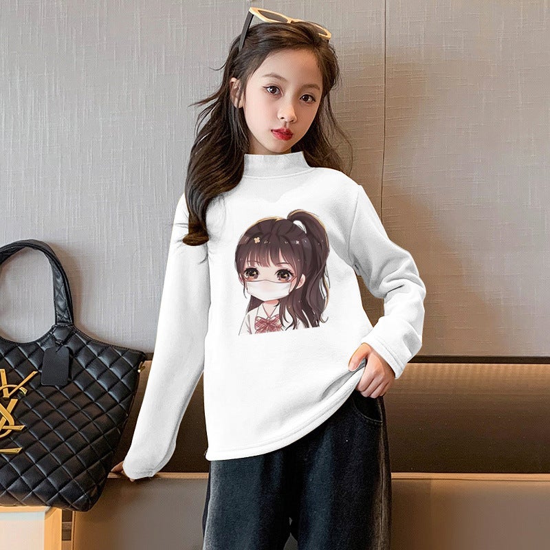 Y2367# Girls De Velvet Long Sleeve T-Shirt Autumn New Cuhk Children'S Foreign Style De Velvet Children'S Comfortable Joker T-Shirt Tide - Image 2