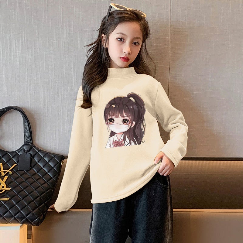 Y2367# Girls De Velvet Long Sleeve T-Shirt Autumn New Cuhk Children'S Foreign Style De Velvet Children'S Comfortable Joker T-Shirt Tide - Image 5