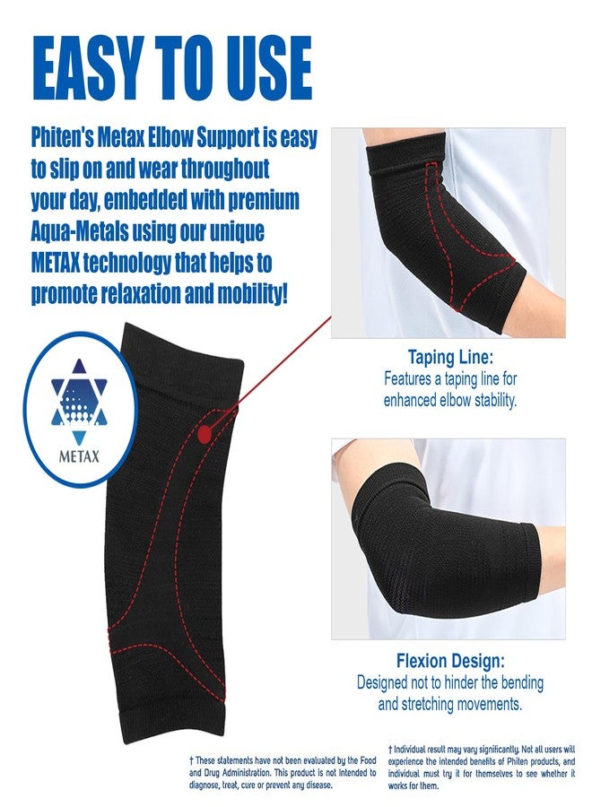 Phiten Metax Elbow Support Sleeve Brace - Slip On, Temperature Control, Permeated with Premium Aqua-Metals for Relief, Mild Compression for Exercise, Workouts, Daily Wear (Large/X-Large) - Image 3