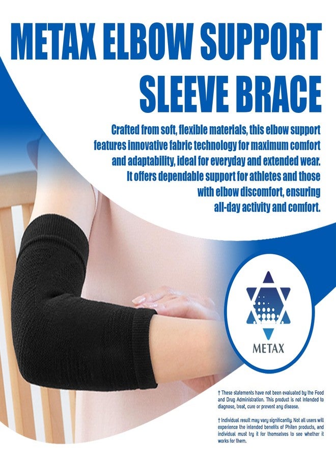 Phiten Metax Elbow Support Sleeve Brace - Slip On, Temperature Control, Permeated with Premium Aqua-Metals for Relief, Mild Compression for Exercise, Workouts, Daily Wear (Large/X-Large) - Image 2