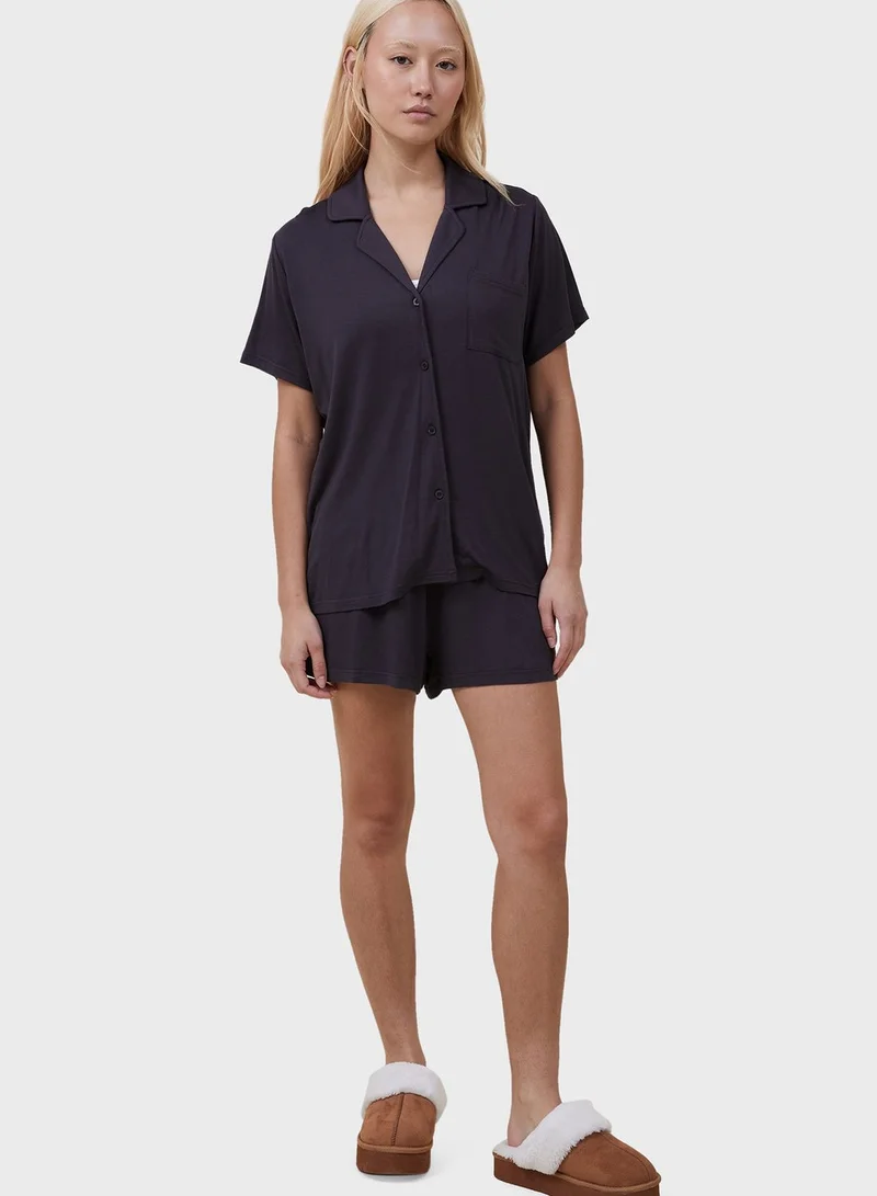 Cotton On Body Button Detail Shirt & Pyjama Set