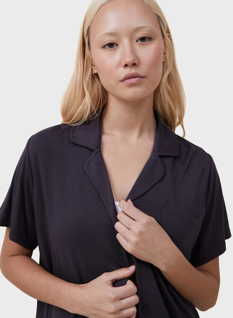 Cotton On Body Button Detail Shirt & Pyjama Set