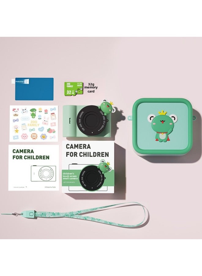 Generic GEEKPAPA Touch Screen Cartoon C5 Children's Camera Wifi Transmission Before And After 4800W 61 Holiday Gift-Body Color:C5 Green Frog+32g+same Style Bag  - Image 1