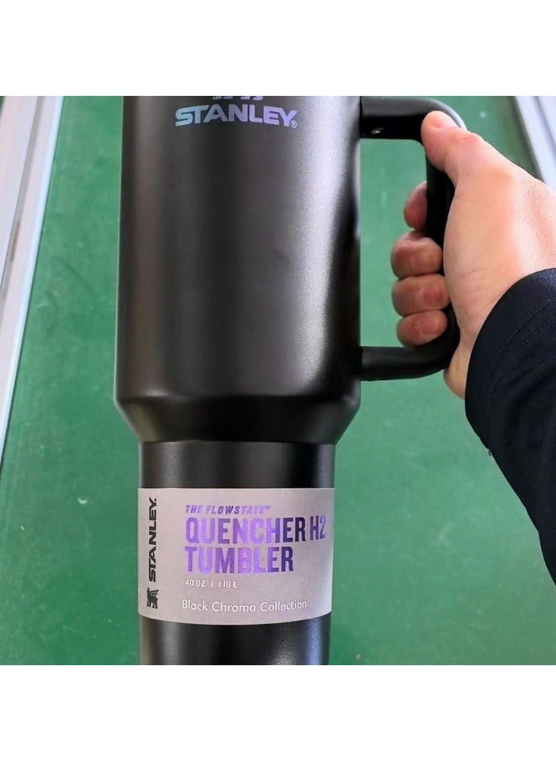 Quencher H2.0 FlowState Stainless Steel Vacuum Insulated Tumbler with Lid and Straw for Water, Iced Tea or Coffee, Smoothie and More, 40Ounce Stainless Steel 32x15x 10cm