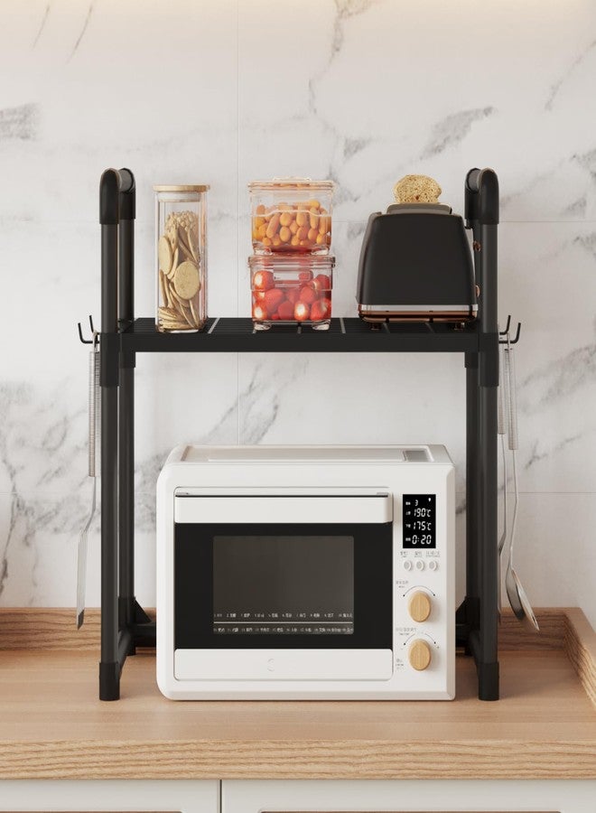 HOME CUBE 2 Tier Microwave Stand with Storage Shelves, Kitchen Countertop Organiser with Hooks, Kitchen Storage Rack, Baker's Rack, OTG Stand, Spice Organizer, Space Saving Organizer (50.5x27x51cm) - Image 2