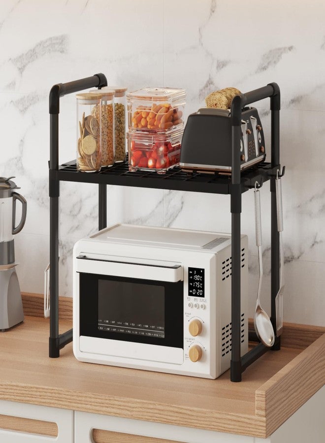 HOME CUBE 2 Tier Microwave Stand with Storage Shelves, Kitchen Countertop Organiser with Hooks, Kitchen Storage Rack, Baker's Rack, OTG Stand, Spice Organizer, Space Saving Organizer (50.5x27x51cm) - Image 1