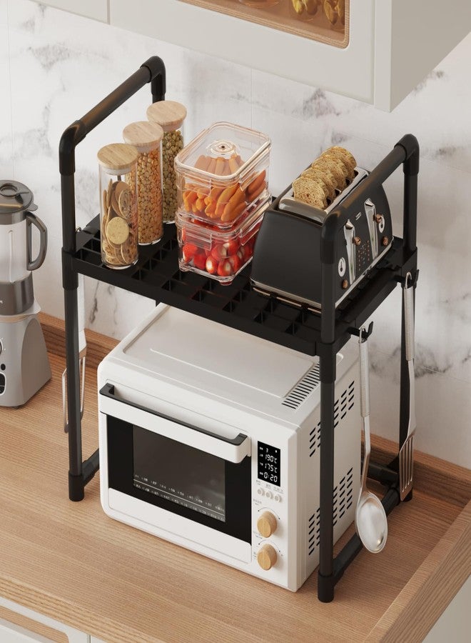 HOME CUBE 2 Tier Microwave Stand with Storage Shelves, Kitchen Countertop Organiser with Hooks, Kitchen Storage Rack, Baker's Rack, OTG Stand, Spice Organizer, Space Saving Organizer (50.5x27x51cm) - Image 3