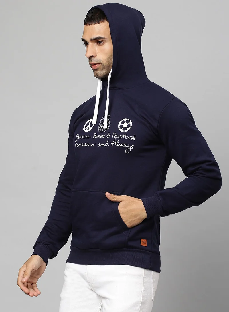 كامبوس سوترا هودي رجالي أزرق داكن بطبعة سلام بيرة وكرة قدم