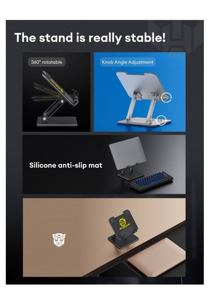 TRANSFORMERS Aluminum Alloy Laptop and Tablet Stand, Multifunctional & Portable Black - Image 3