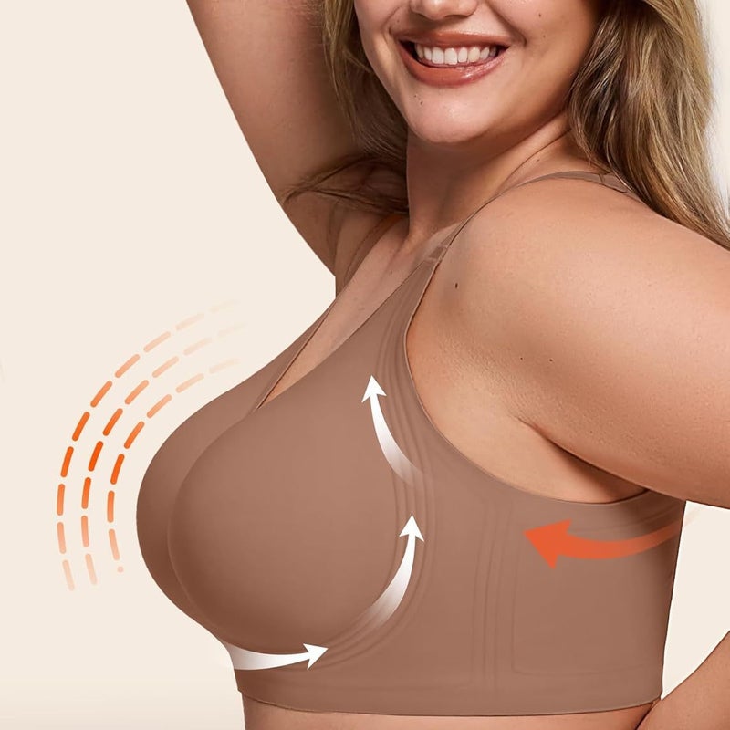 LetsJoli Women's Wireless Bra Push Up Full Coverage Seamless Plus Size - Image 5