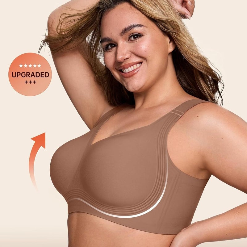 LetsJoli Women's Wireless Bra Push Up Full Coverage Seamless Plus Size - Image 2