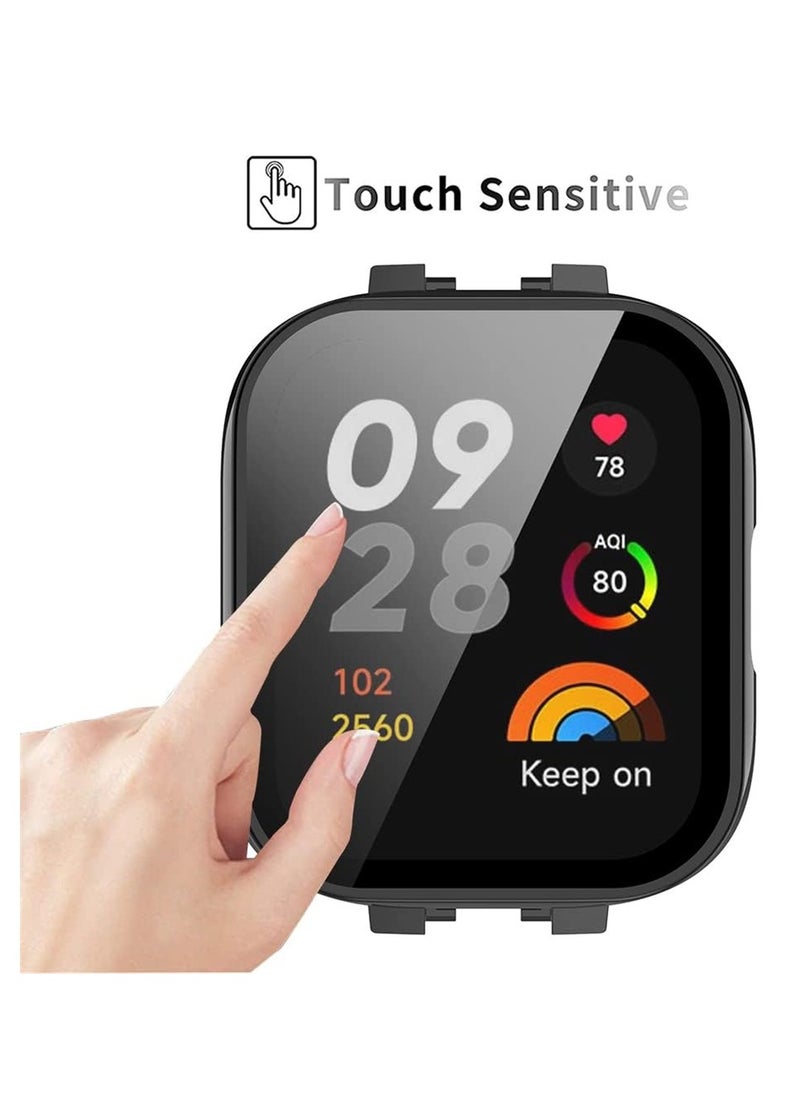 SYOSI - 2 Pcs Case With Tempered Glass Screen Protector Compatible for Xiaomi Redmi Watch 3, 9H Hardness All-round Protective Cover Ultra-thin Protective PC Case Cover for, Black and Transparent - Image 1