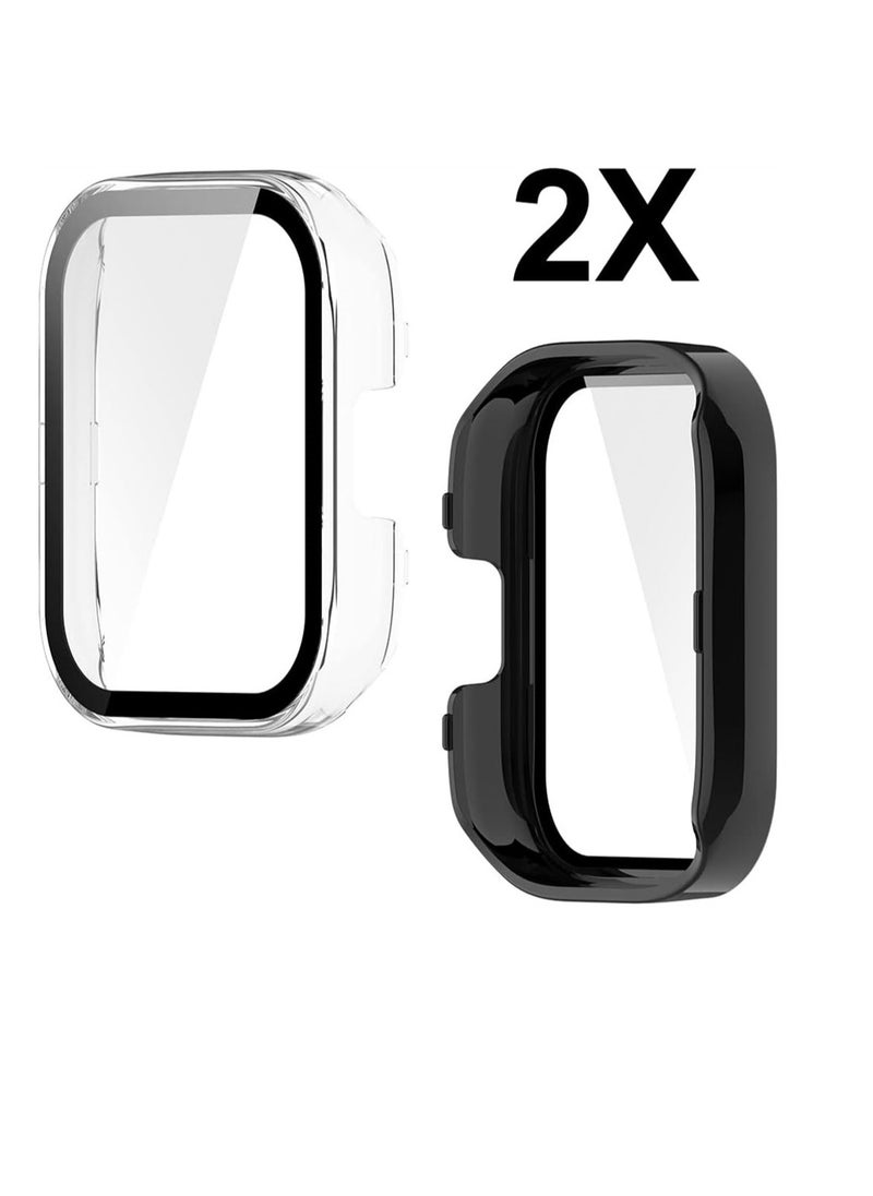 SYOSI - 2 Pcs Case With Tempered Glass Screen Protector Compatible for Xiaomi Redmi Watch 3, 9H Hardness All-round Protective Cover Ultra-thin Protective PC Case Cover for, Black and Transparent - Image 1