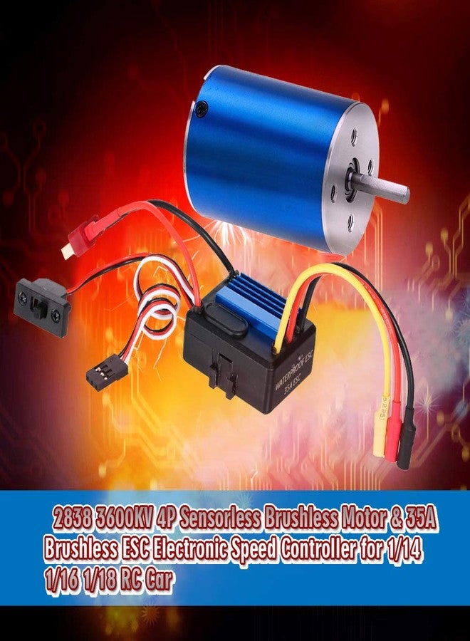 GoolRC 2838 3600KV 4P Sensorless Brushless Motor & 35A Brushless ESC Electronic Speed Controller for 1/14 1/16 1/18 RC Car - Image 2