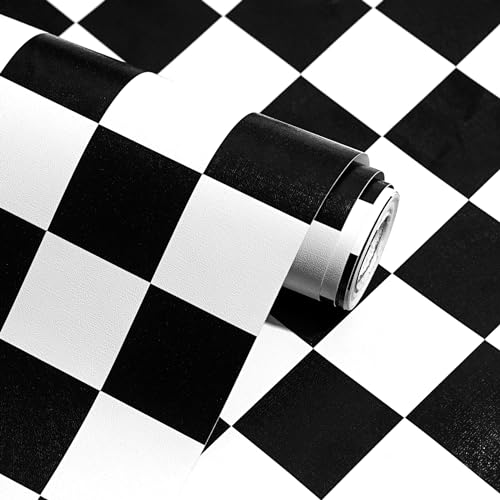 Modern Peel and Stick Wallpaper Black and White Mosaic Checkered Contact Paper 177x788 Self Adhesive Lattice Wallpaper Removable Decorative Wallpapers for Bedroom Countertops Cabinet Vinyl Roll