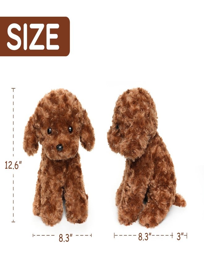 WEIGEDU Adorable Labradoodle Plush Toy Fluffy Red Brown Poodle Stuffed Animal Dog Puppy, 12.6" - Perfect for Kids, Babies, Birthday, Nursery - Image 5