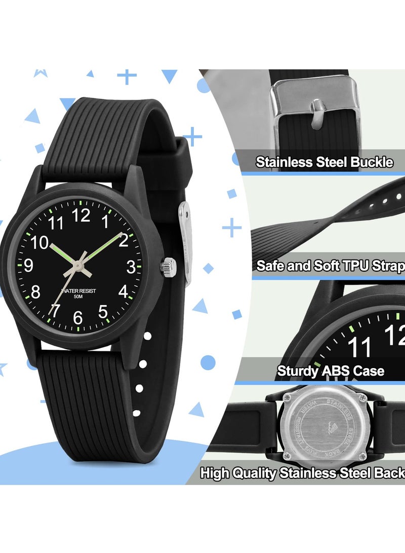 SOLARAE Kids Analog Watches for Girls Boys Kids Watches with Soft Band Learning Time 50M Waterproof Children Watch Easy to Read for Ages 3-10 Kids Great Birthday Gifts - Image 3