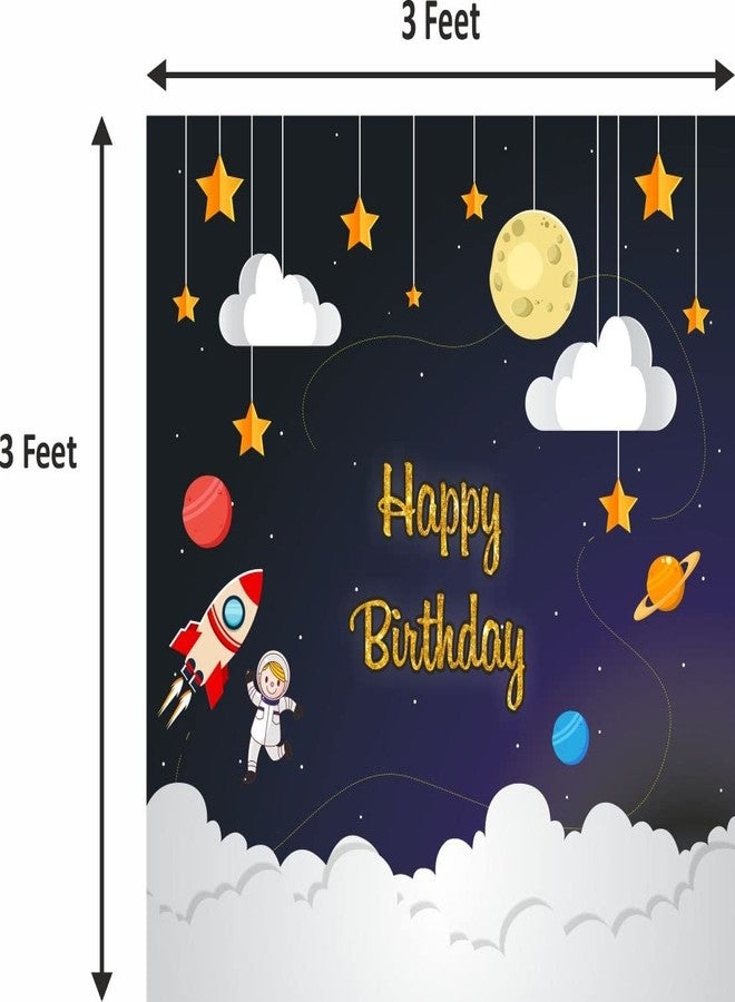 Untumble Space Theme Birthday Decoration Kit | 65 Pcs for Boys | 3x3 Ft Backdrop | Metallic & Pastel Balloons | Moon & Star Foil Balloons | Balloon Arch Strip | Astronaut Party Supplies - Image 3