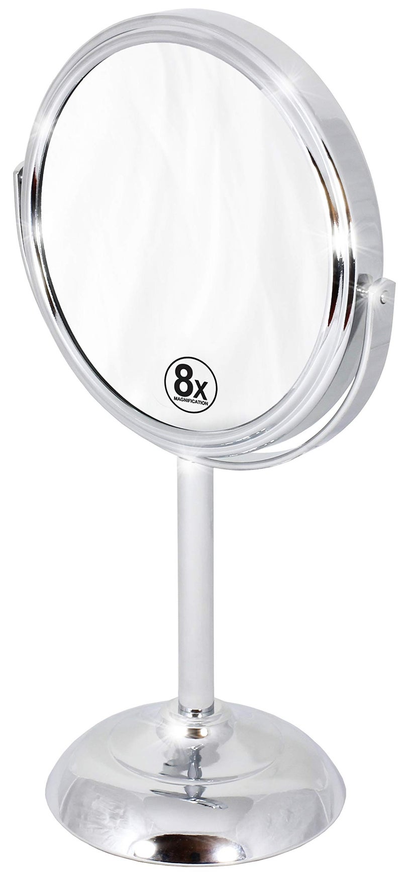 DECOBROS Deco Brothers Vanity Mirror with Stand 6-Inch Double Sided, 8X Magnification, Chrome - Image 2